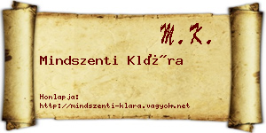 Mindszenti Klára névjegykártya